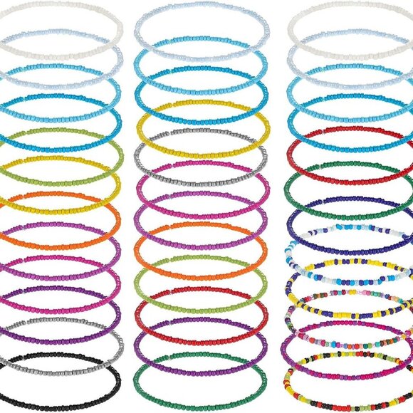 36 Pieces for Women, Beaded Ankle Bracelets Handmade Boho Colorful Beads Foot Ch - Picture 1 of 7